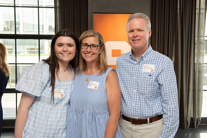 Courtney MacDonald '26, Julie MacDonald, and Jack MacDonald
